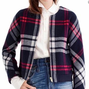 J. Crew Tartan Plaid Wool Bomber Jacket